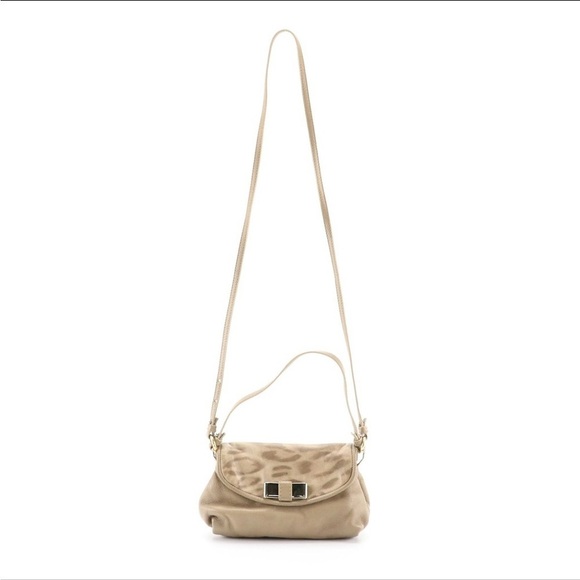 Chloé Lily Mini Two-Way Bag in Taupe Leather Leopard Print Accent - Picture 1 of 8